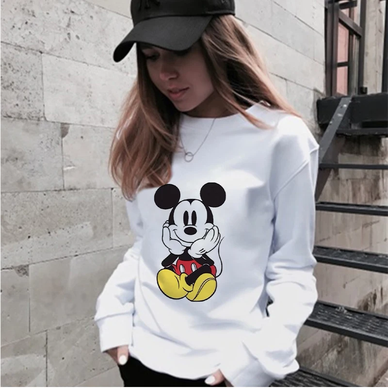 Модная Повседневная Уличная Толстовка Harajuku с рисунком мыши, толстовки Kawaii, корейские женские эстетические рубашки с длинными рукавами