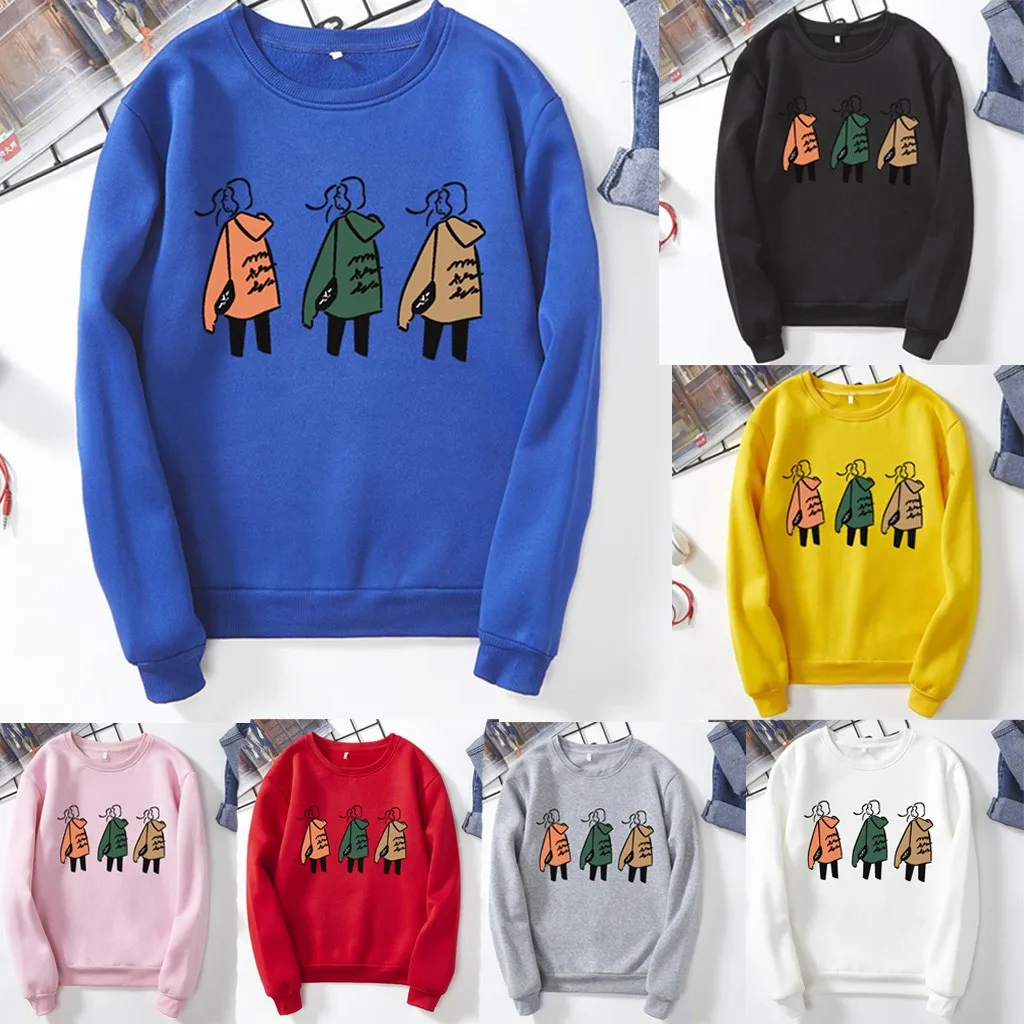 

Women Sweatshirt Autumn Winter Fashion Long Sleeve Casual Loose O-neck Printing Hot Pullover Female Oversize Sweatshirt