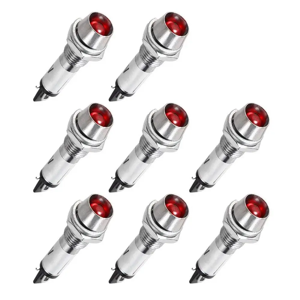 

High Quality 4-8PCS XD8-1 LED Metal Signal Indicator Length 36mm Waterproof Signal Power 6V-220V Red Lights Neon Wick Indicator