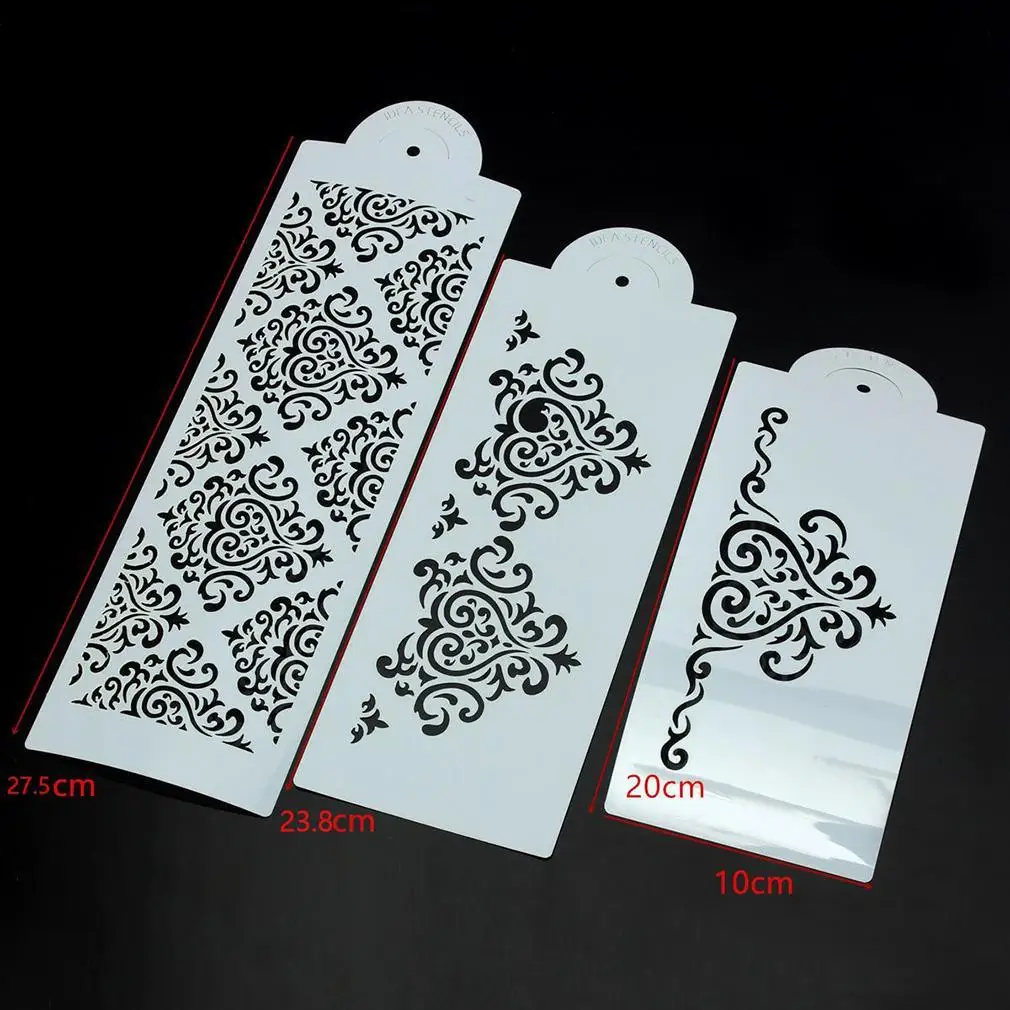 Накладные деревянные ажурные украшения Дамаск трафарет для торта резные