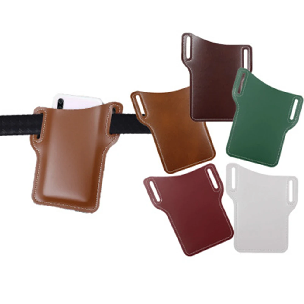 Men Leather Vintage Pack Waist Bag Belt Clip Phone Holster Travel Hiking Cell Mobile Phone Case Cover Belt Pouch Purse
