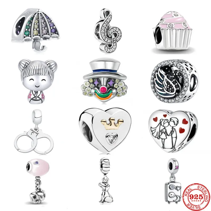 SilverNew Note клоун Джокер Зонт торт Семья Шарм Бусина Подходит Pandora оригинальный