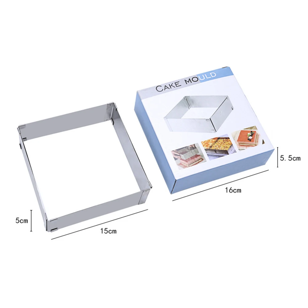 Kitchen Retractable Square Mousse Ring Mould Baking Tool Stainless Steel Cake Mold Bakeware Tools Dropshipping | Дом и сад