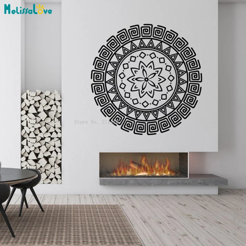

Красивые скандинавские наклейки на стену с изображением мандалы, цветов, съемный домашний декор, Йога, студия, гостиная, виниловые наклейки ...