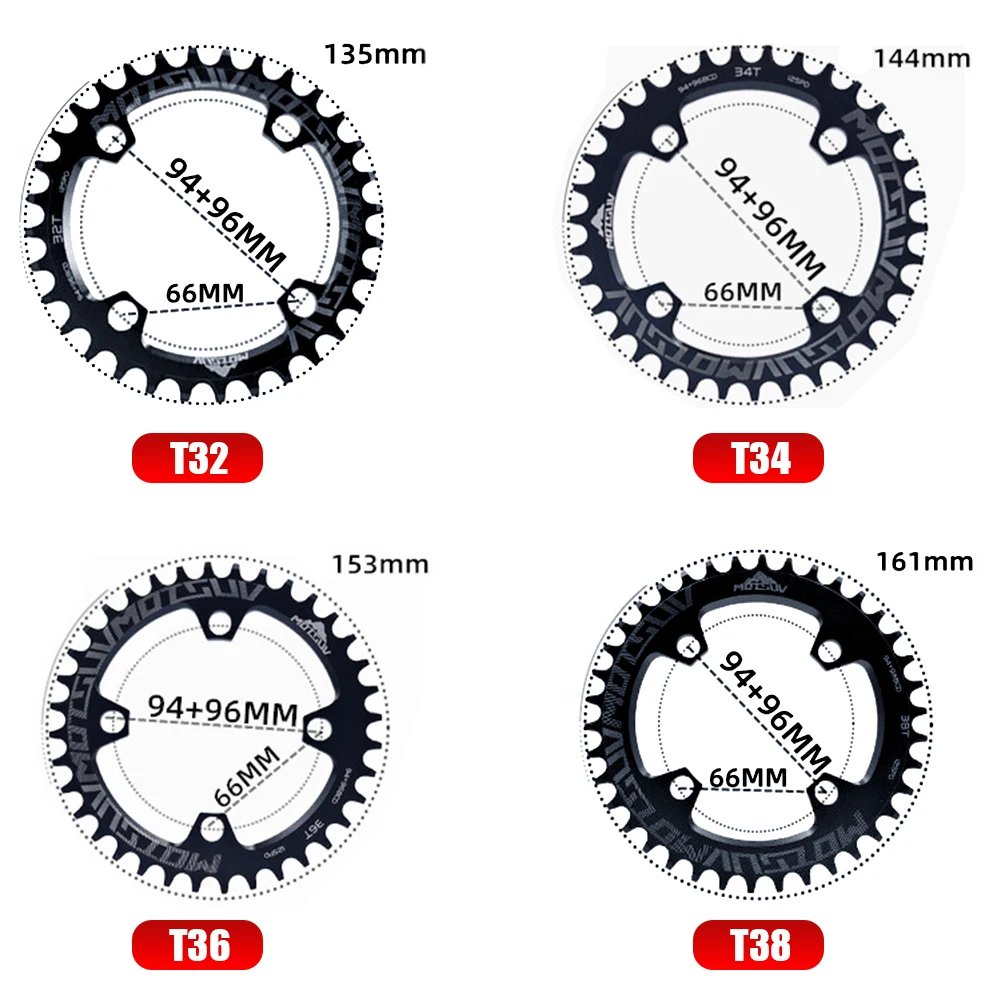

94+96BCD MTB Bicycle Crank Round Chainring Chain Wheel Crankset Tooth Plate 32T 34T 36T 38T Bike Parts