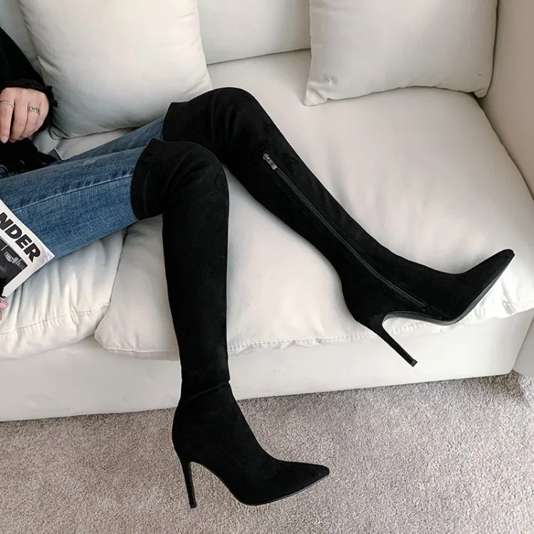 

Size over knee boots thin heel high heel women's boots elastic boots boots