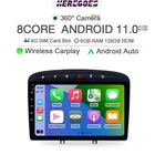 Автомобильный мультимедийный плеер Carplay 2DIN, 9 дюймов, 4G + Wifi, Android 11,0, для Peugeot PG 308 308SW 408 RCZ 2010-2016, GPS-навигация, радио 128G