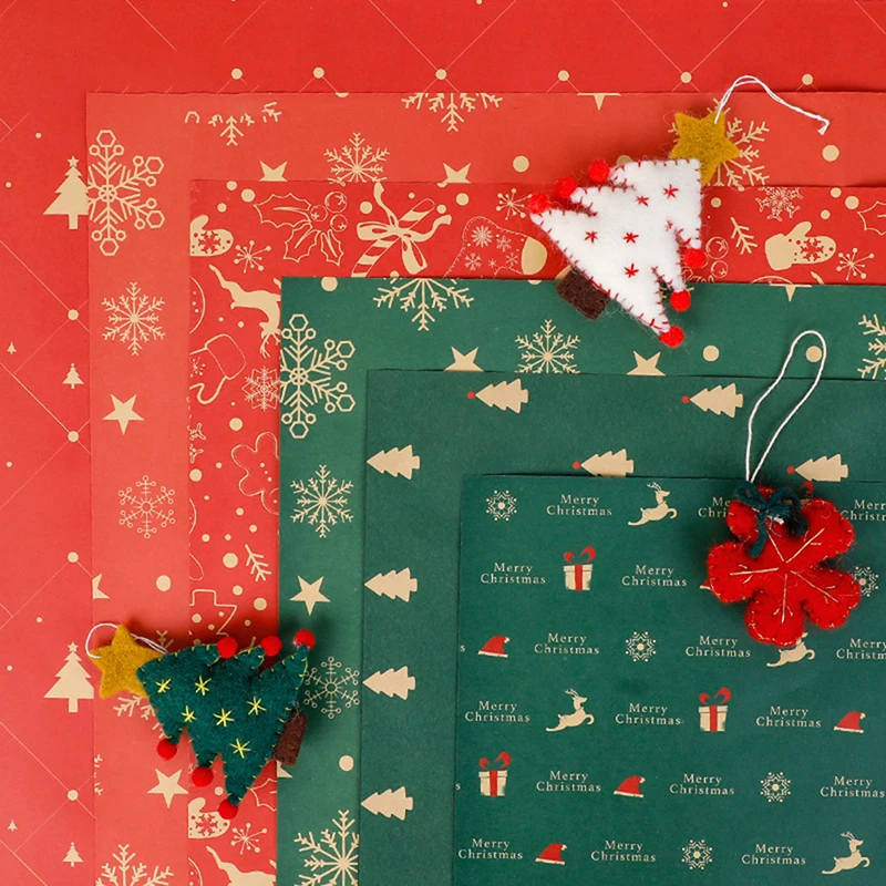 

10 Pcs Christmas Kfrat Wrapping Paper Wedding Green Decoration Gift Wrap Artware Kraft Packing Paper Vellum Paper Origami Paper