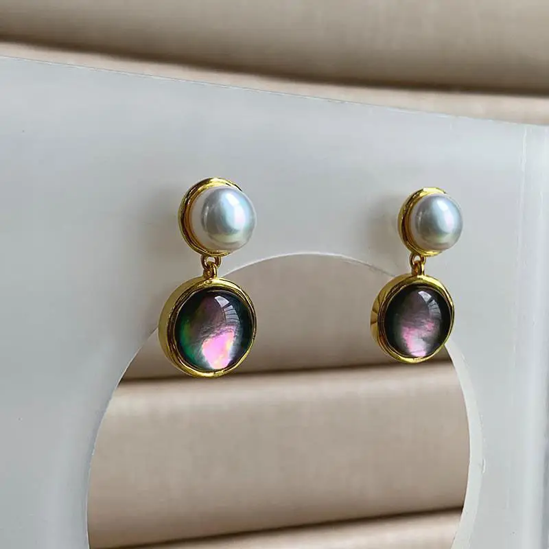 

Natural Hetian Jade Pearl Stud Earrings S925 Sterling Silver Natural Color Shell Natural Freshwater Pearl Ear Studs Earrings Jew