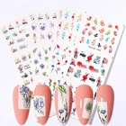 3D-Наклейки для ногтей с цветами и листьями, Водные Переводные Слайдеры для ногтей, бабочки, кленовые листья, наклейки для ногтей, украшения для маникюра и ногтевого дизайна