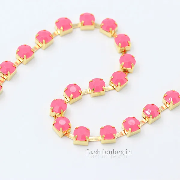 dark pink 1 ярд ss28 ss38 цветные акриловые хрустальные стразы отделка чашки коготь латунная цепь пришить клей на обрезку DIY Швейные аксессуары ремесла - Цвет: dark pink