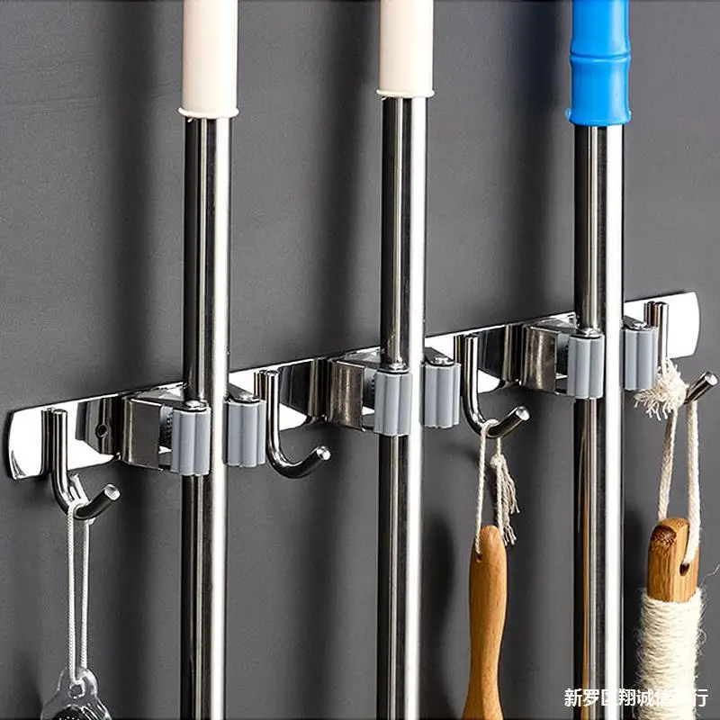 

Wall Mounted Mop Organizer Holder Brush Broom Hanger Home Storage Rack Bathroom Suction Hanging Pipe Hooks Household Tools home