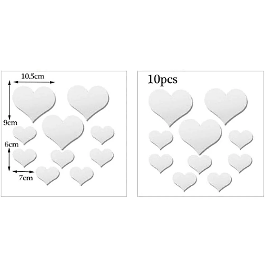 Мини 3D зеркальные настенные наклейки 10 шт. в форме сердца художественная роспись