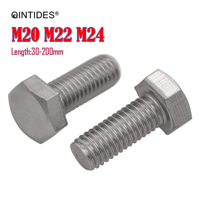 Болты с шестигранной головкой QINTIDES M20 M22 M24 полной резьбой 304/316 болты из