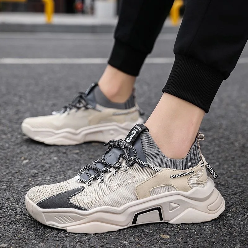Мужские сетчатые кроссовки легкие удобные дышащие сникерсы на шнуровке