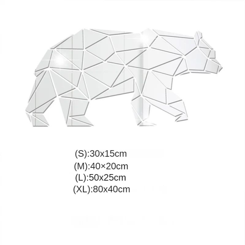 

Acrylic Mirror Bear Wall Sticker For Kids Room Home Decor Living Room Geometric Animal Acrylic Decal Mirrored Decorative Sticker