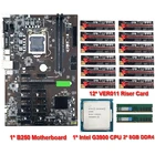 Материнская плата для майнинга B250, поддержка 12 GPU LGA1151 с процессором G3900, PCI-E слот, 8 Гб памяти DDR4, Биткоин, ethernet, Майнер