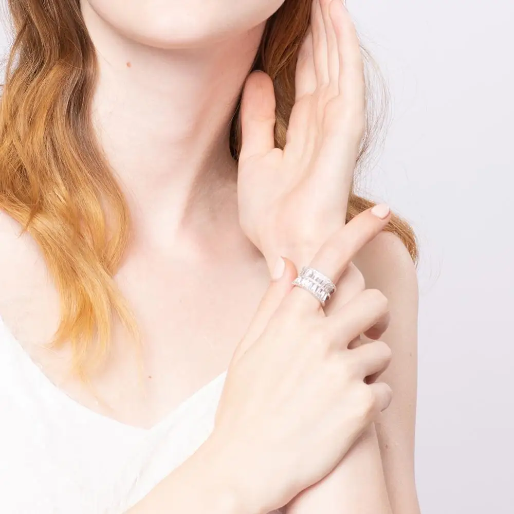 KIVN модное ювелирное изделие женские кольца женское геометрическое кольцо CZ для