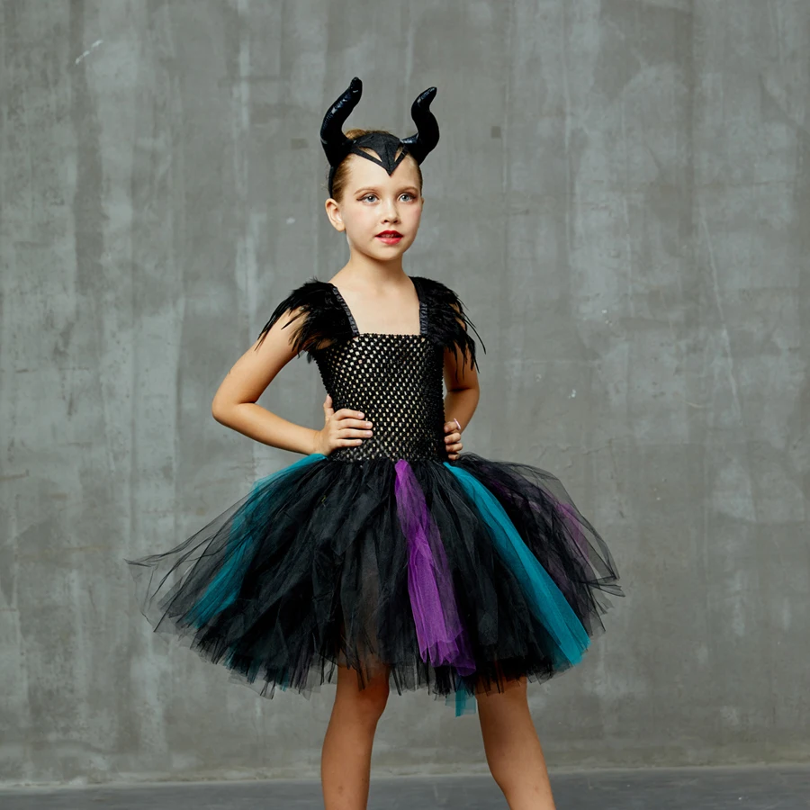Girls Tutu Dress dancing party Maleficent Evil Queen Kids Christmas Halloween For Costume girl clothes | Детская одежда и обувь