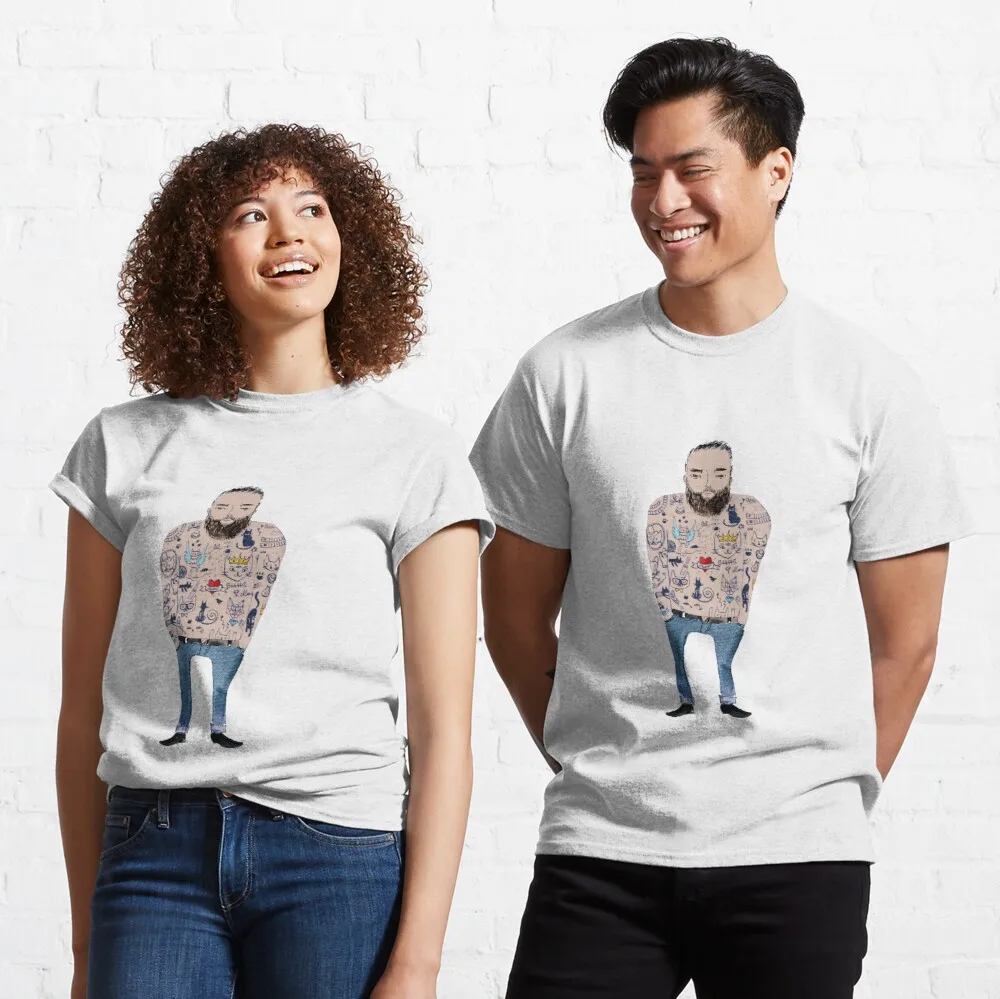 

Tops T Shirt Women Real men like cats Classic T-Shirt