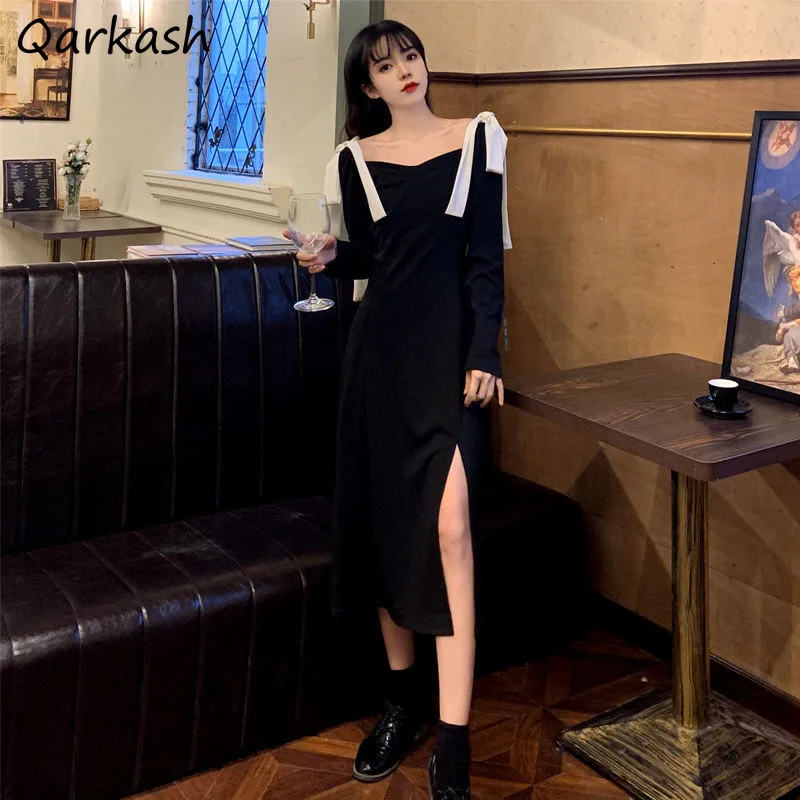 Платье женское средней длины с квадратным вырезом универсальное однотонное