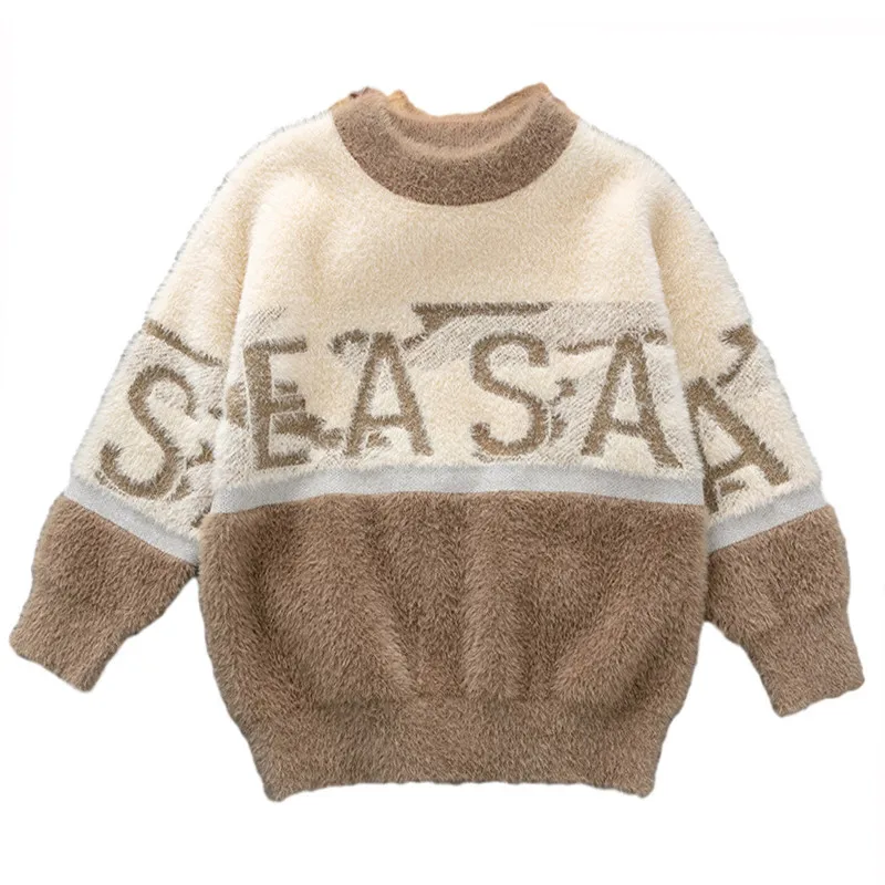 Вязаный свитер для мальчика малышей зимняя одежда подростковые топы джемперы