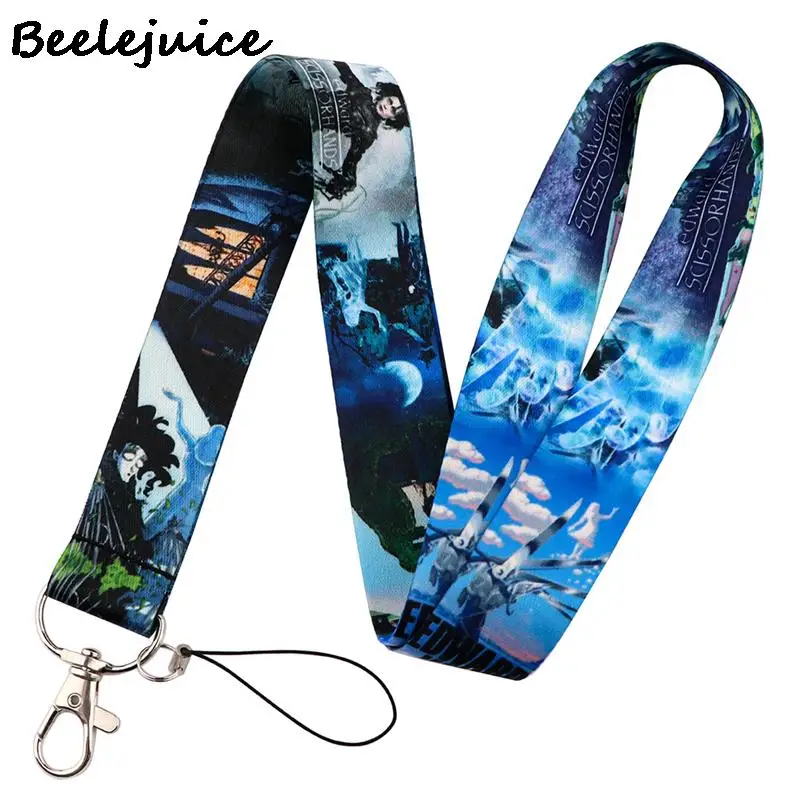 

Scissor hand Characters Lanyard Keys Phone Holder Funny Neck Strap With Keyring ID Card DIY Animal webbings ribbons Hang Rope