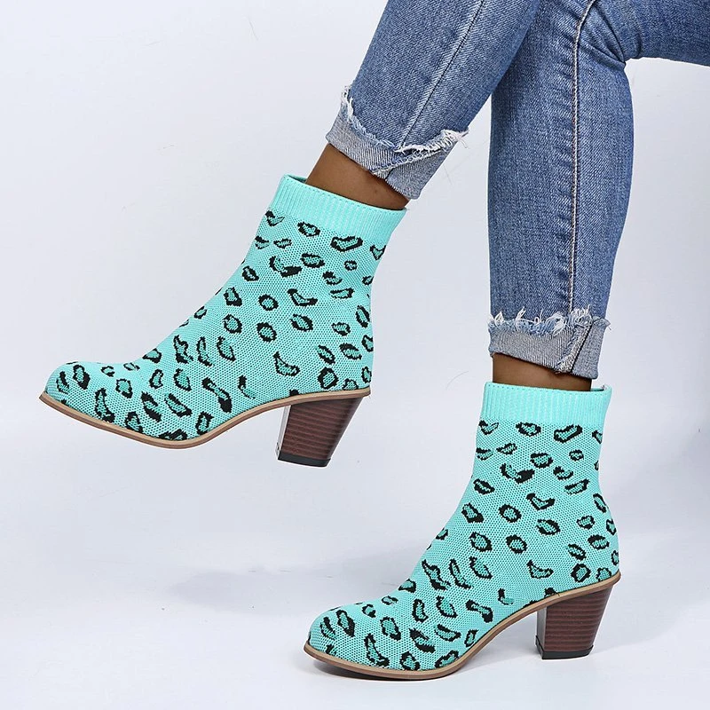 

Вязаные эластичные носки, женские на толстом каблуке, новые одноботинки на весну и осень, тонкие короткие сапоги, полуботинки со шнуровкой