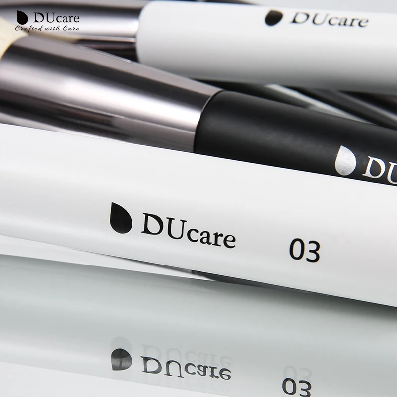 DUcare 31 шт. кисти для макияжа с мешком черная/белая натуральная кисточка из козьей шерсти основа порошок консилер, контур кисть для смешивания глаз