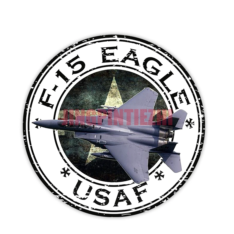 

Car Stickers Vinyl Motorcycle Decal Car Window Body Decorative USA F-15 Eagle USAF U.S.A.F. Military Sticker Round Flag