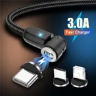 Lovebay чехол LED 3A 540 вращаться Магнитный кабель Type-C Micro usb-кабель для быстрой зарядки USB провод USB 3,0 кабель для передачи данных для iPhone 12 все мобильный телефон