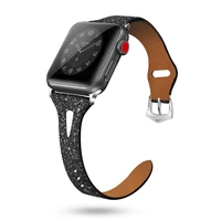 flash leather strap for apple watch band 38mm 40mm 42mm 44mm shiny glitter women bands for iwatch series 6 5 4 3 2 1 se