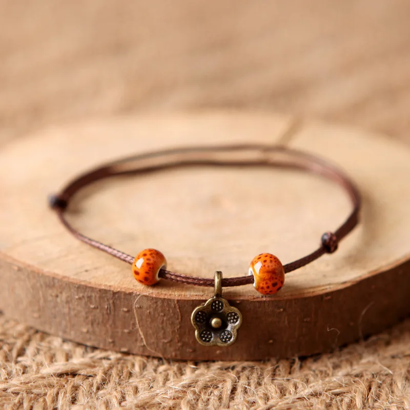 Ceramic Bracelet With Flower Pure Handmade Original Accessories Birthday Gift Retro Fashion Valentine's Day Jewelry For Lovers |