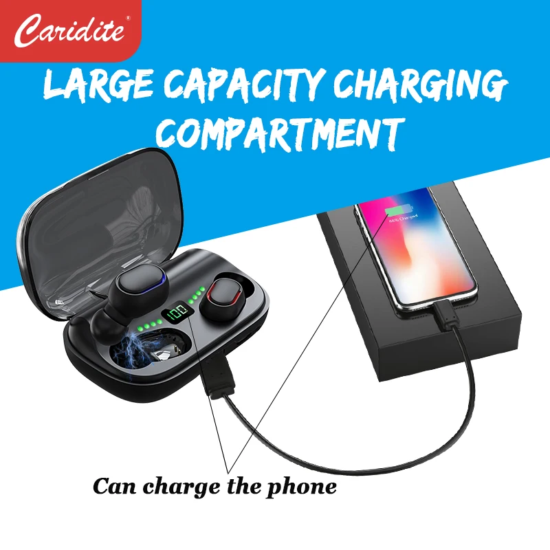 Caridite 2in 1 2600 мАч светодиодный чехол для зарядки внешний аккумулятор беспроводные