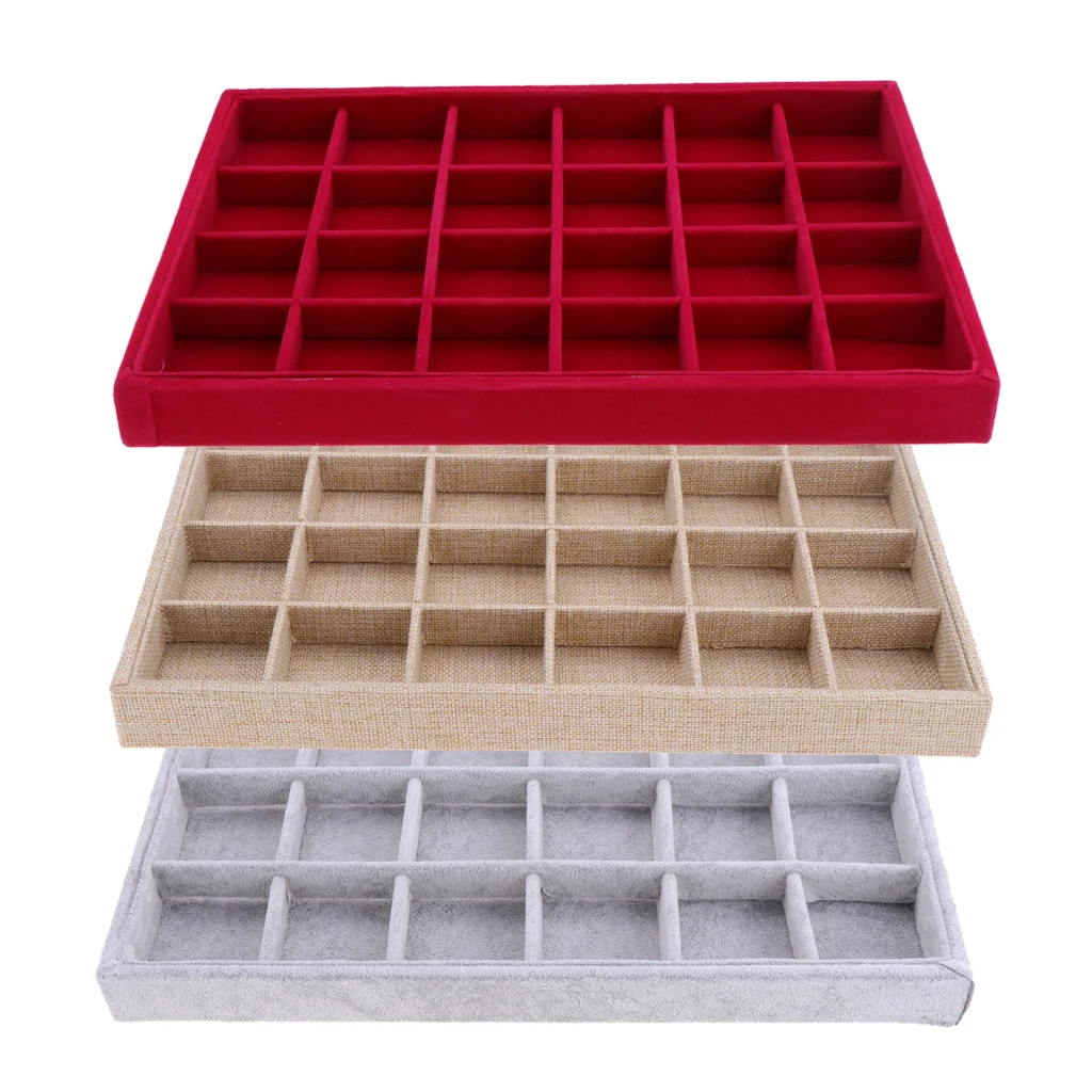 

Jewelry Storage Organizer Jewelry Tray Inserts 24 Grid Velvet GrJewelry Box