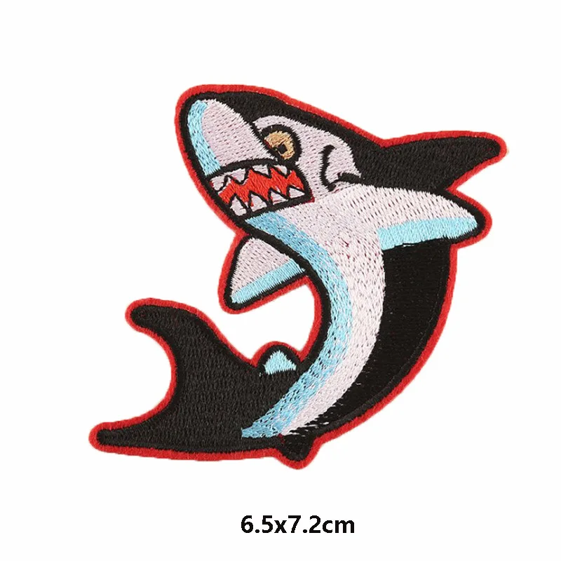 Нашивки с утюгом в стиле панк и акула на Хэллоуин наклейки для одежды полосатая