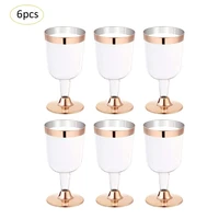 6pcs disposable tableware party cups silver edge phnom penh rose gold side wine glass goblet for wine glass ice cream