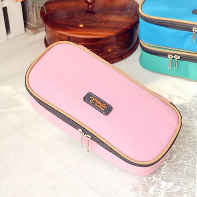 pink Однотонный чехол для карандашей большой емкости, сумка для карандашей, хранение ручек, держатель для макияжа, сумка-Органайзер, офисные принадлежности, сумка для канцелярских принадлежностей - Цвет: pink