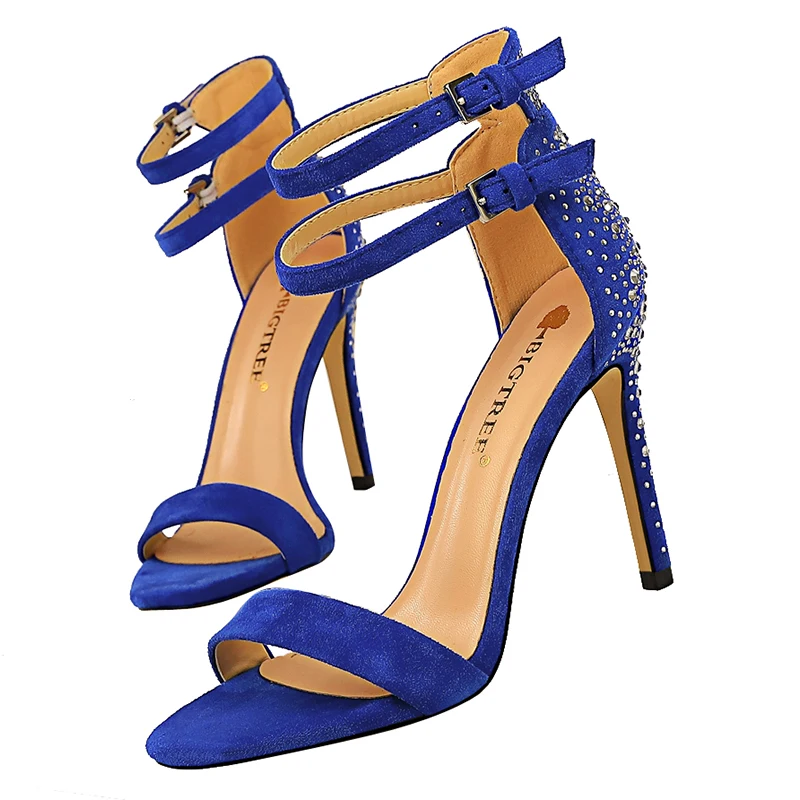 Женские туфли на шпильке 11 см желтые или синие обувь для стриптиза летние с