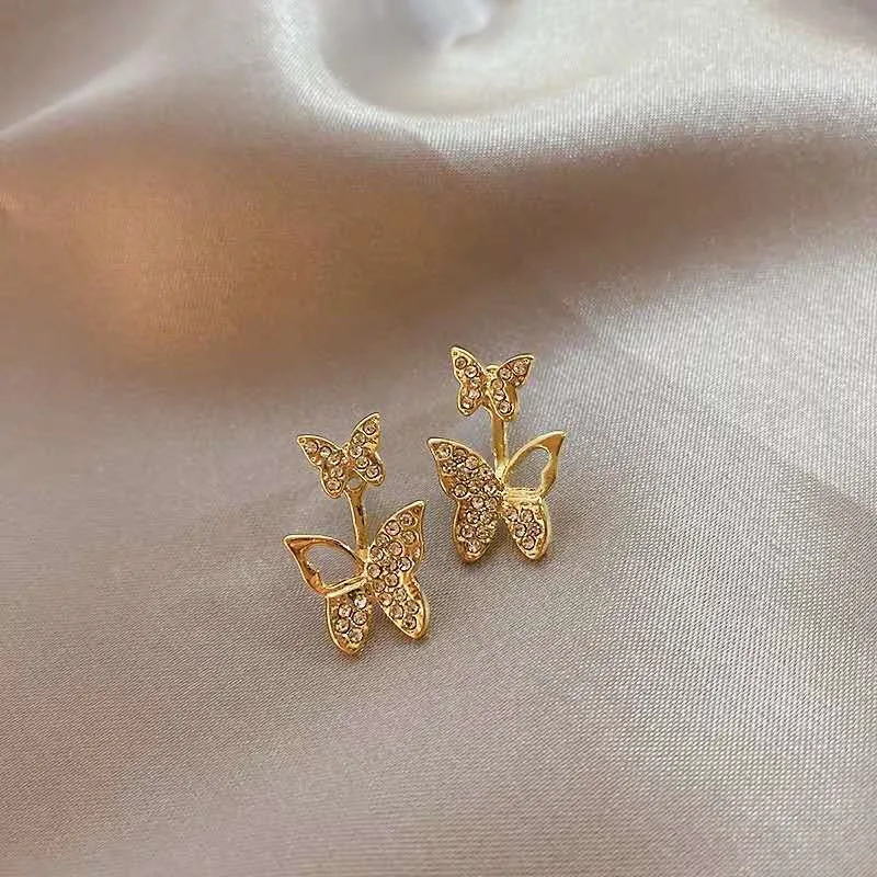 

2022 New Fashion Cute Gold Color Butterfly Earring For Women Earring Gifts Jewelry Premium Luxury Zircon Jewelry Accessories
