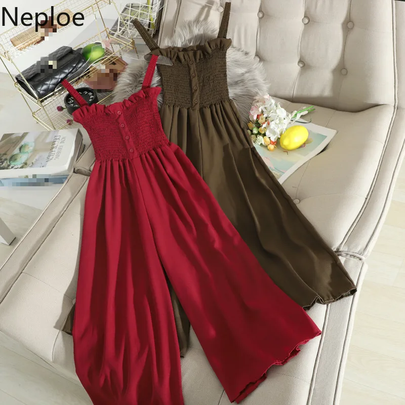 Женский комбинезон с широкими штанинами Neploe однотонный без рукавов в богемном