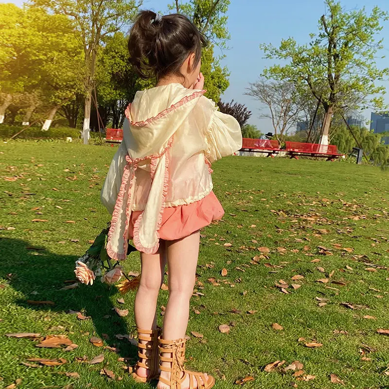 

Duojia girl versión coreana de la camisa de seda fina y ligera camisa de protección solar bebé verano niños pequeños camisa suel