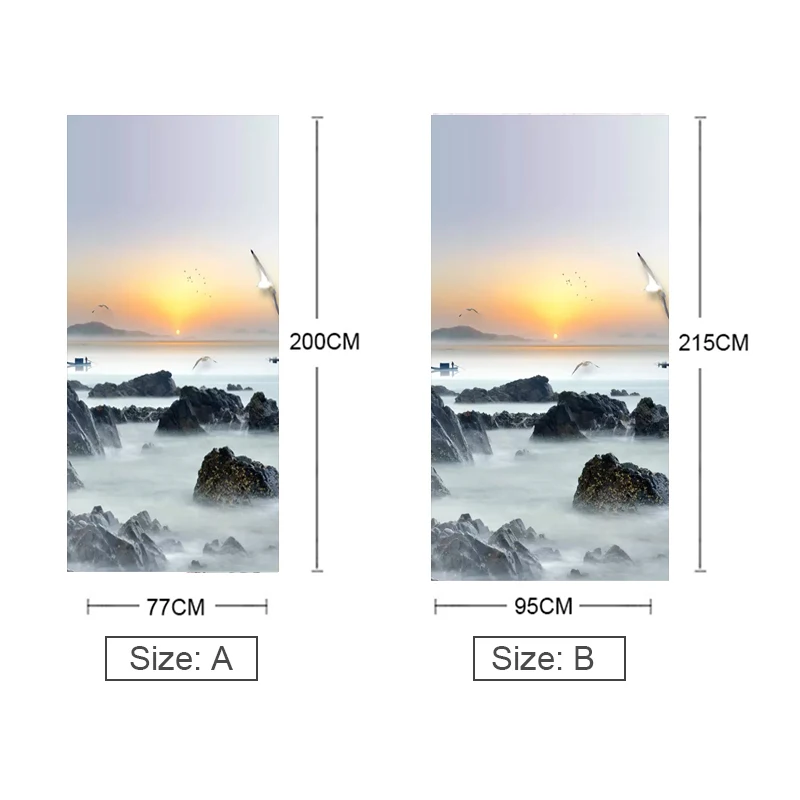 ПВХ самоклеющиеся 3D наклейки на дверь восходящие солнечные чернила пейзаж DIY