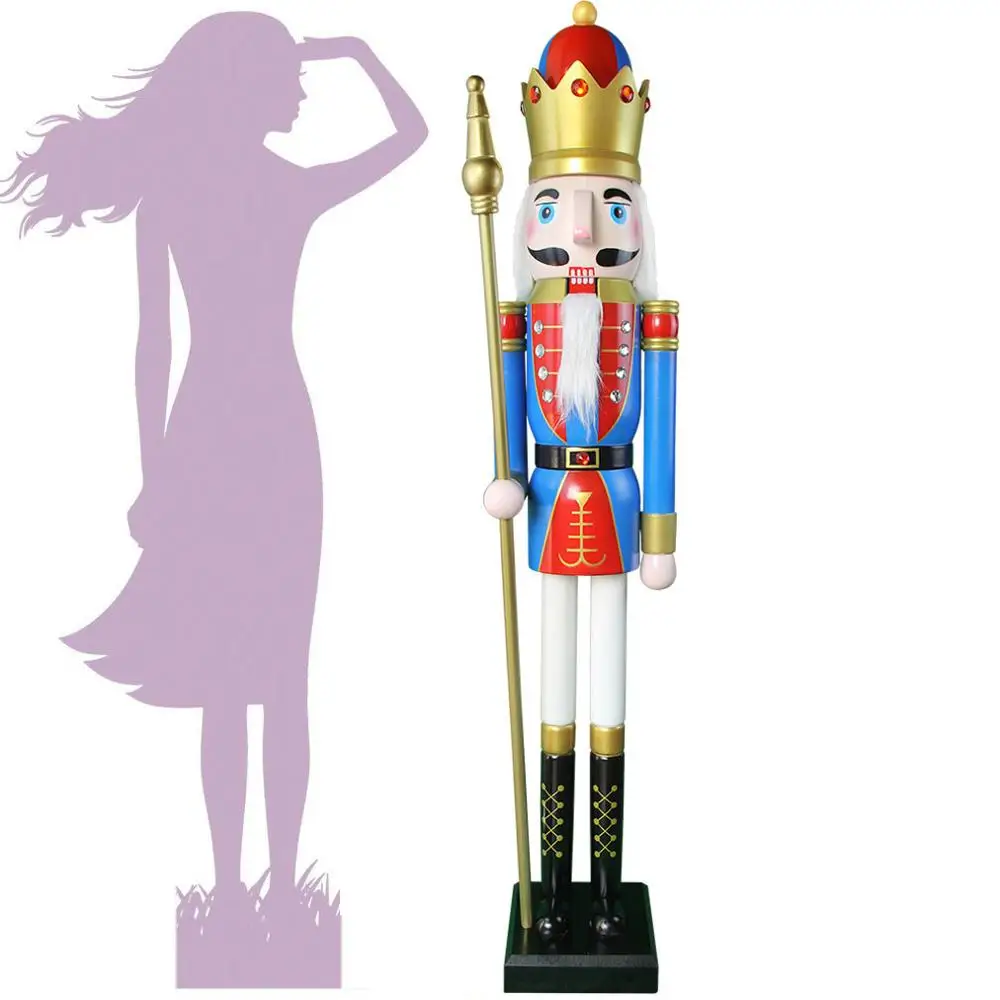 CDL 5feet/150cm/5ft/5foot Life sized large/Giant Blue and Red  Christmas Wooden Nutcracker King & Soldier Ornament Doll K14