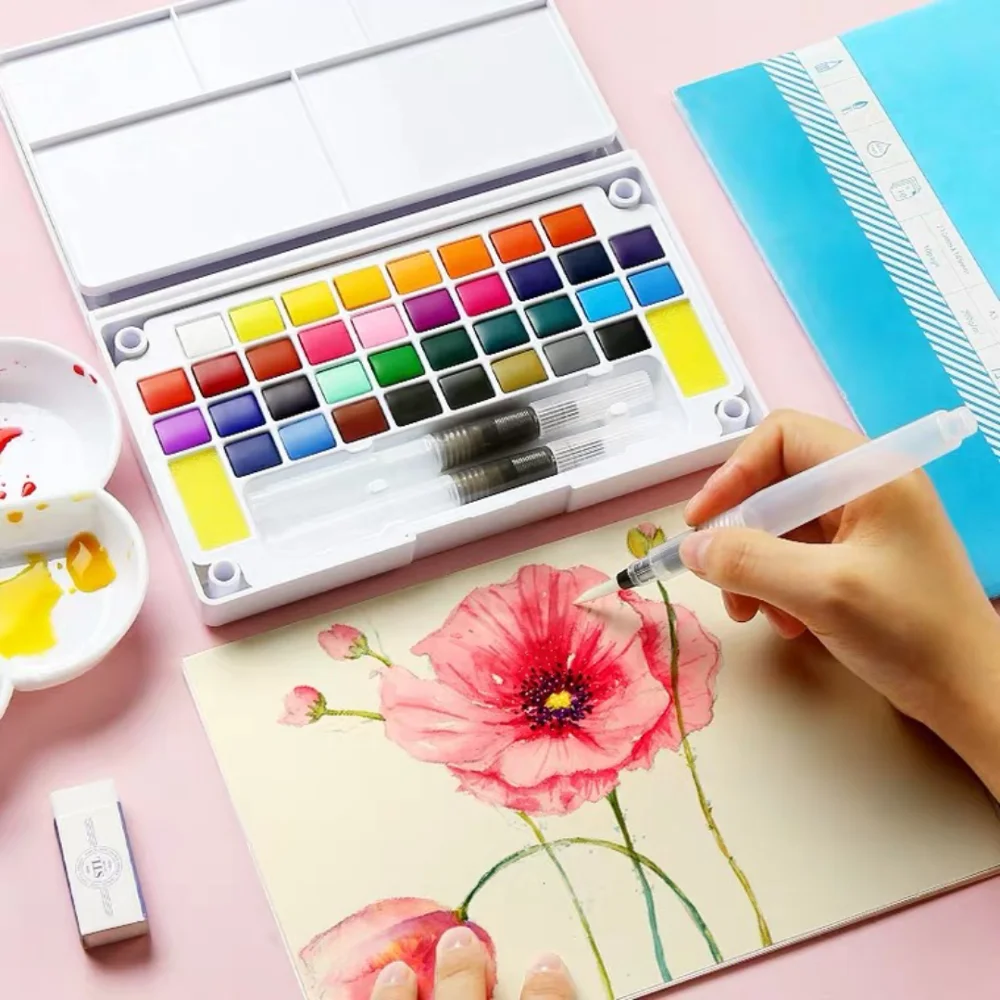 

Professional 36 Colors Solid Watercolor Paints Set Basic Watercolor Paint for Drawing Art Supplies