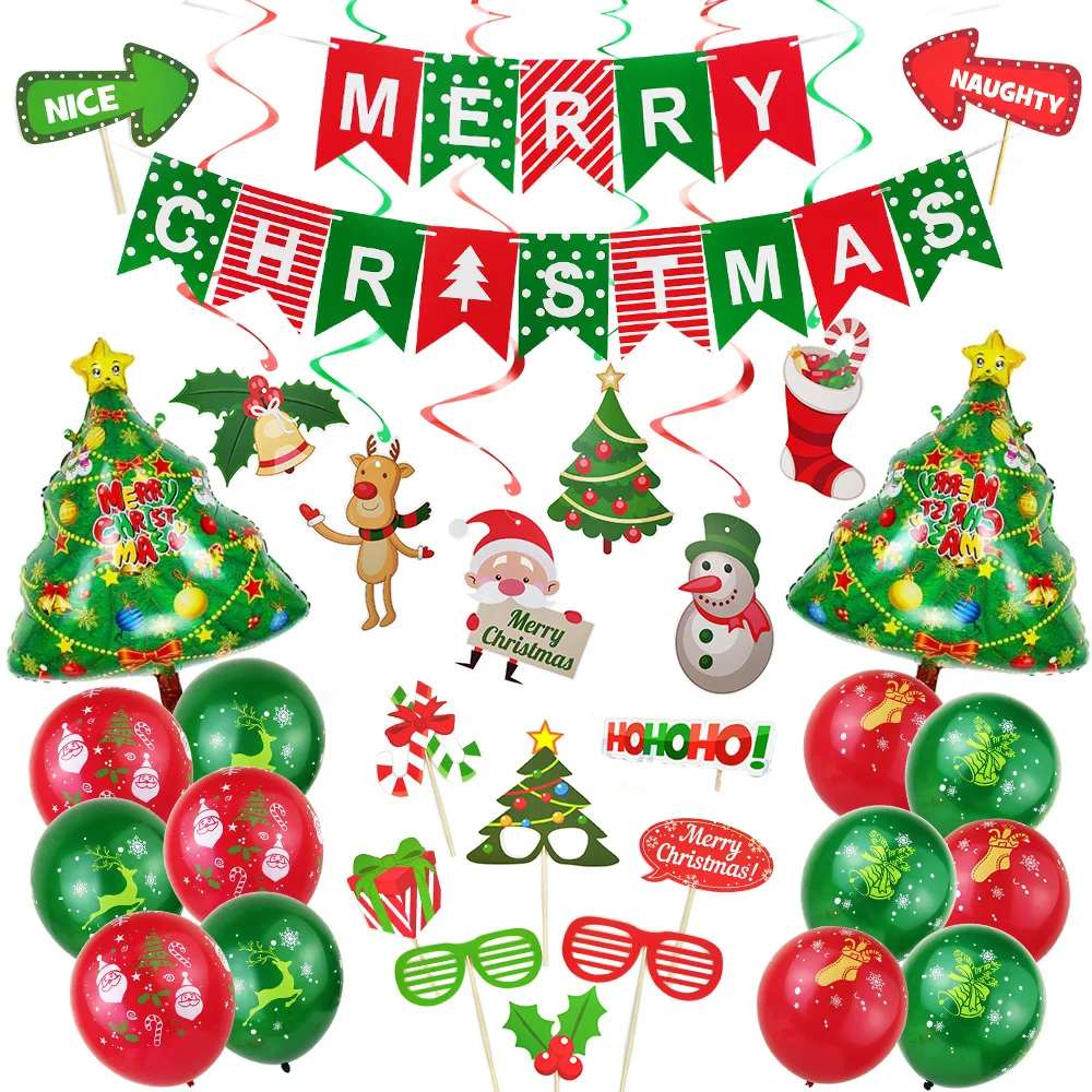 

Christmas Hotel Decoration Aluminum Film Balloon Package Christmas Photo Props Spiral Ornaments Hanging Ornaments Ceiling Decora