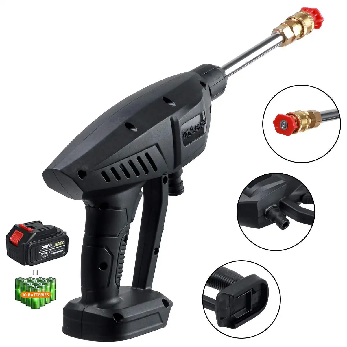 Pаспродажа Беспроводной пистолет для мойки автомобиля высокого давления Drillpro, портативный пеногенератор для мойки высокого давления, литий-ионная ак... Купить Беспроводной пистолет для мойки автомобиля высокого давления Drillpro, портативный пеногенератор для мойки высокого давления, литий-ионная ак...