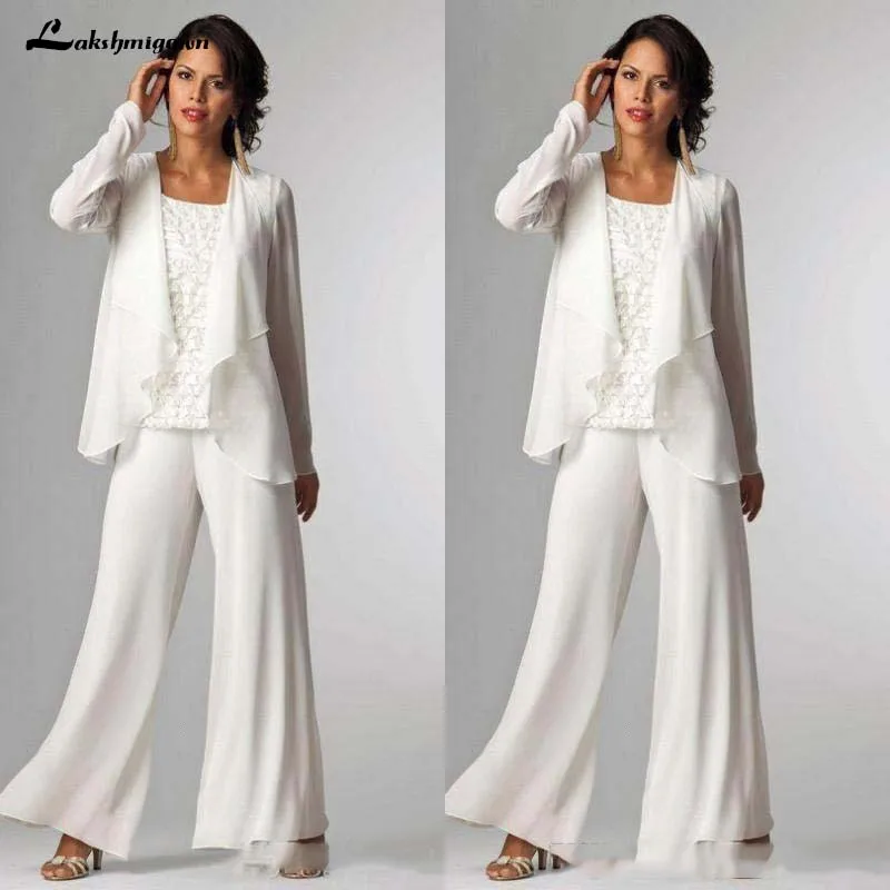 Элегантные шифоновые брючные костюмы платья для матери невесты с жакетом