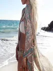 Накидка-кимоно Женская в стиле ретро, шифоновый кардиган свободного покроя с цветочным принтом, повседневная Пляжная накидка, лето 2021