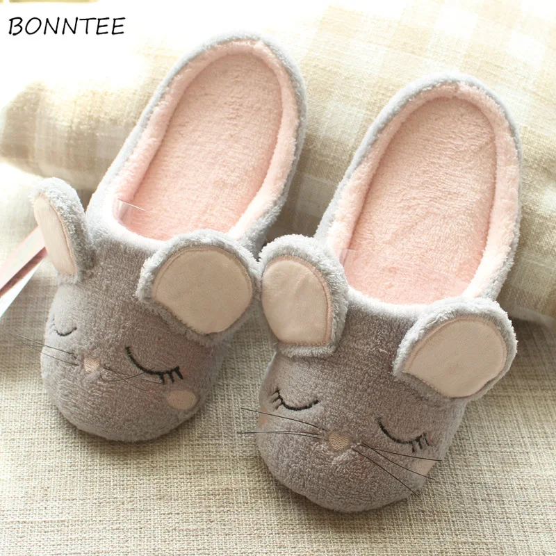 Тапки женские зимние плюшевые домашняя обувь с милыми животными модные мягкие